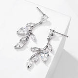 LEIGH - Leaf Shaped Marquise Cut Drop Earrings