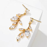 LEIGH - Leaf Shaped Marquise Cut Drop Earrings