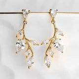 LEIGH - Leaf Shaped Marquise Cut Drop Earrings