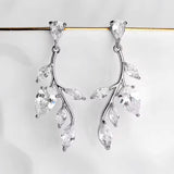 LEIGH - Leaf Shaped Marquise Cut Drop Earrings