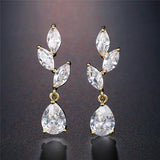 LEIGH - Marquise Cut Floral Drop Pierced Earrings