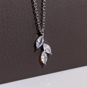 LEIGH - Marquise Cut Leaf Inspired Delicate Pendant